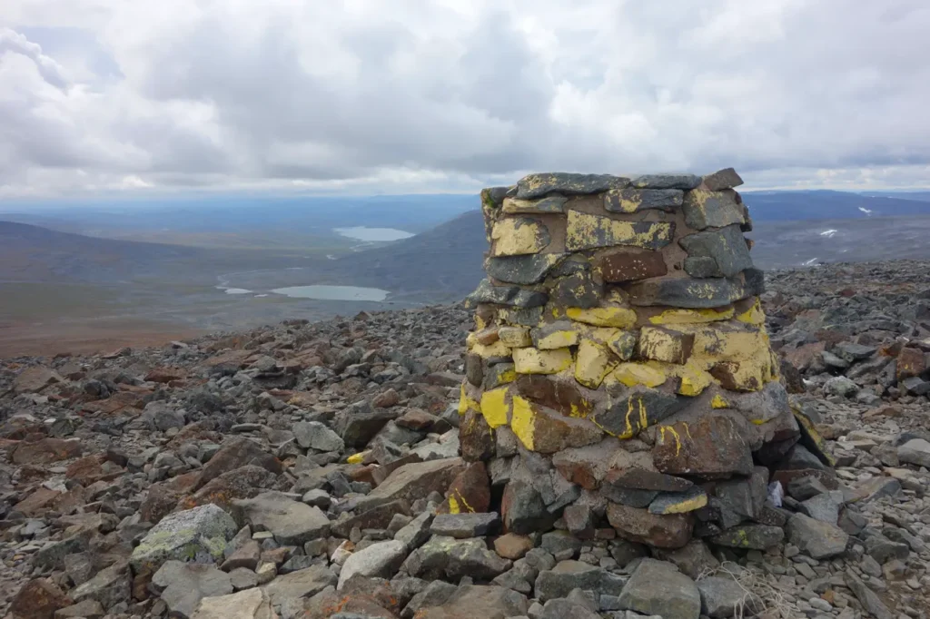View from Halti down towards Háldijávri and Halti Wilderness Hut